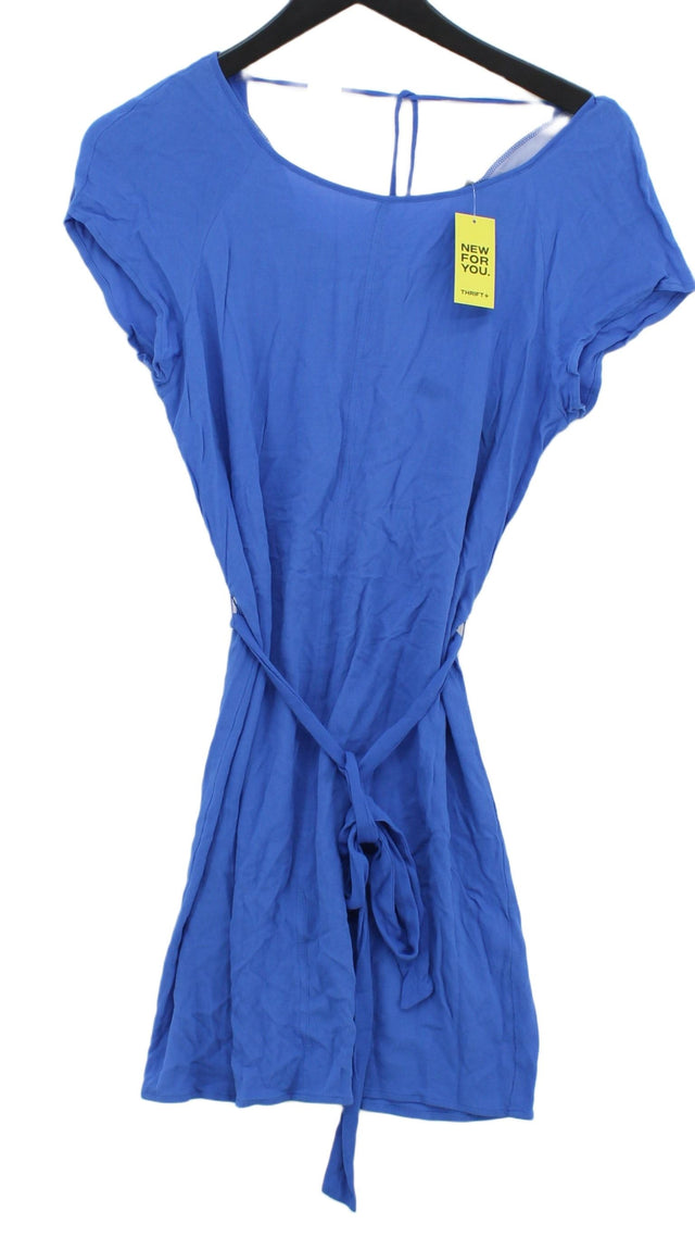 Oliver Bonas Women's Midi Dress UK 12 Blue 100% Viscose