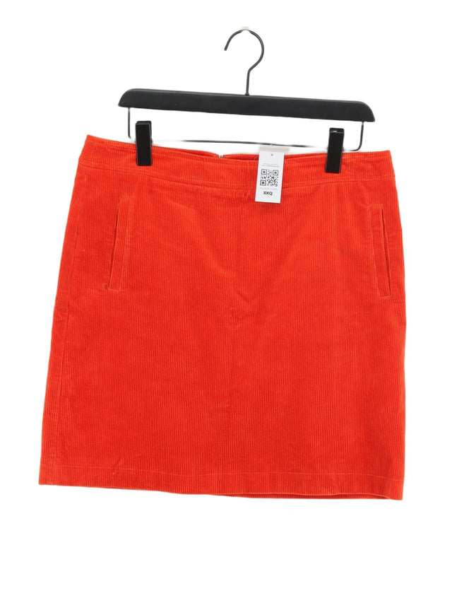 White Stuff Women's Midi Skirt UK 12 Orange Cotton with Elastane