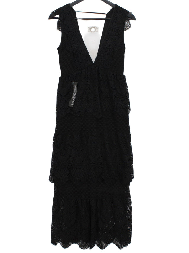 Topshop Women's Maxi Dress UK 8 Black Polyester with Cotton, Polyamide, Viscose