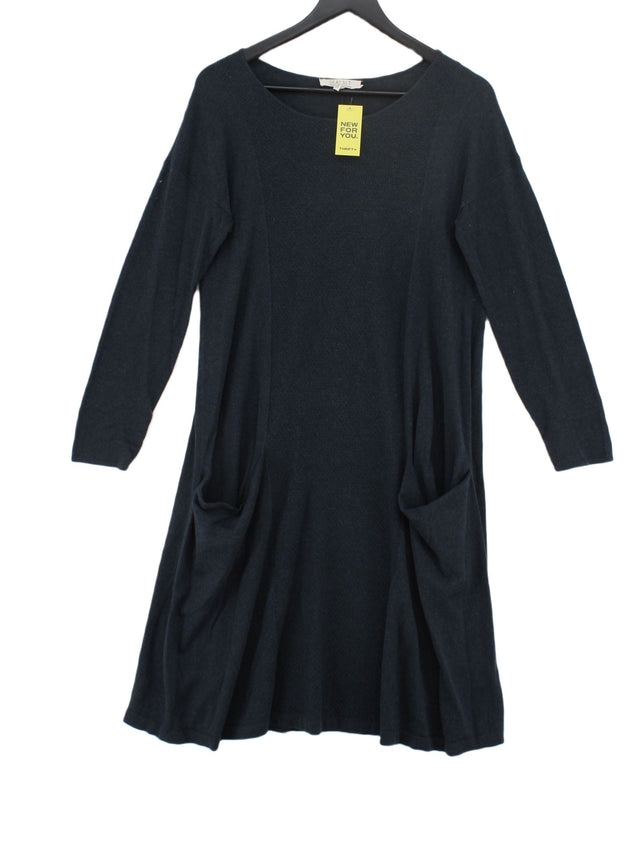 Seasalt Women's Midi Dress UK 10 Blue Cotton with Wool