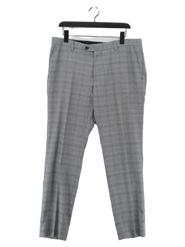 Next Men's Suit Trousers W 36 in; L 31 in Grey Polyester with Elastane, Viscose