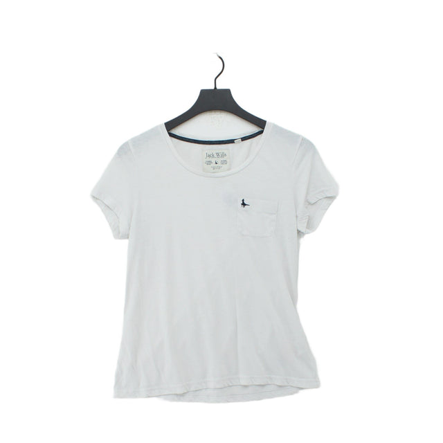 Jack Wills Women's T-Shirt UK 12 White 100% Cotton