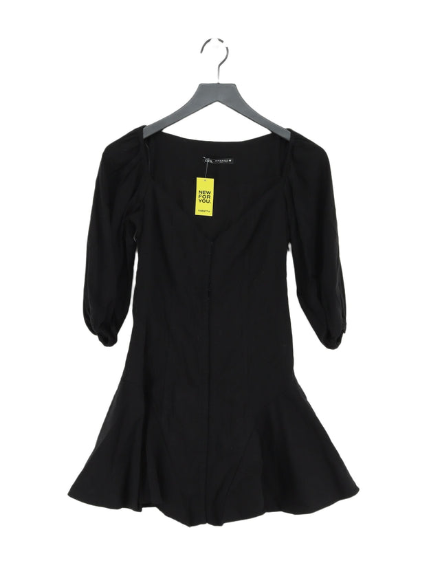 Zara Women's Mini Dress XS Black Viscose with Cotton, Nylon