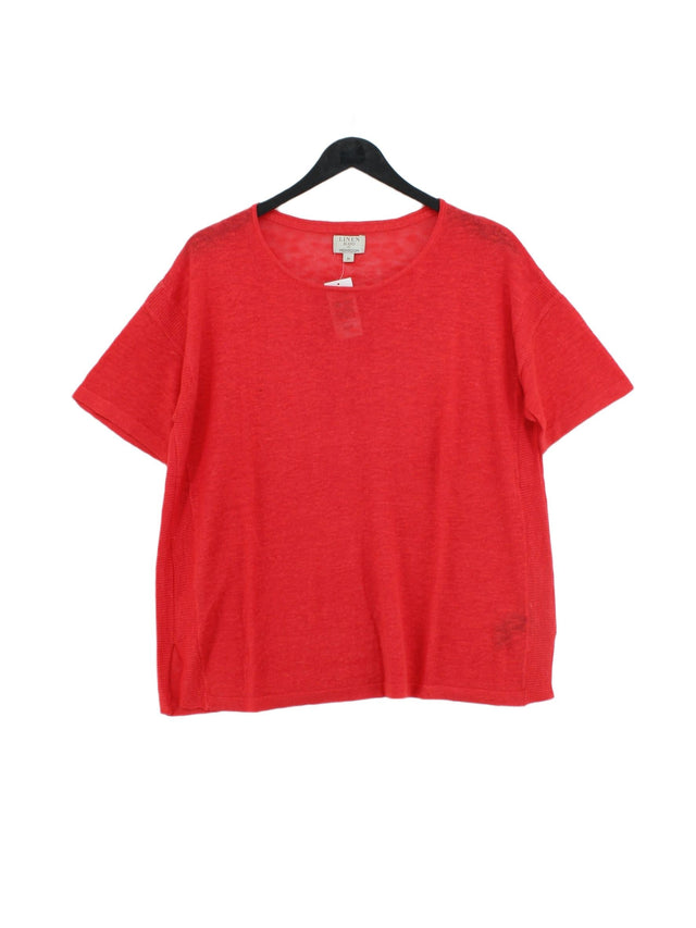 Monsoon Women's T-Shirt M Red Linen with Viscose
