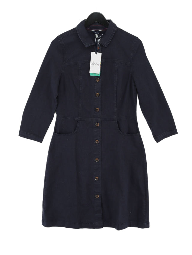 Joules Women's Midi Dress UK 10 Blue Cotton with Elastane
