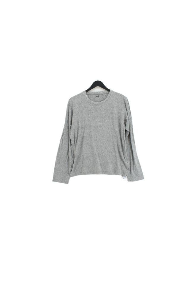 Uniqlo Women's Top S Grey 100% Cotton