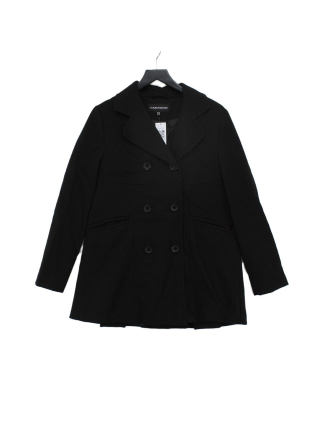 Warehouse Women's Coat UK 12 Black Polyester with Elastane, Viscose