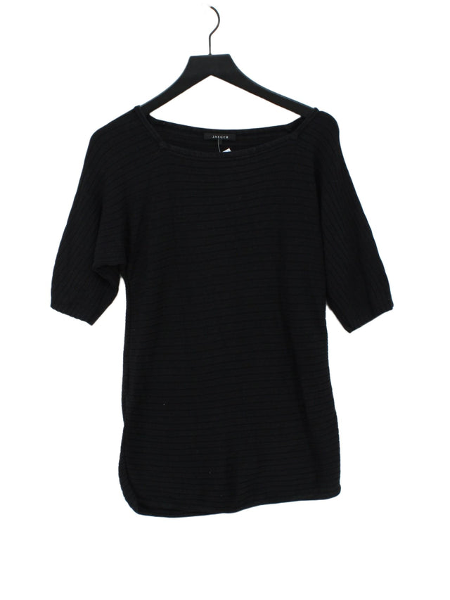 Jaeger Women's Jumper M Black Cotton with Viscose