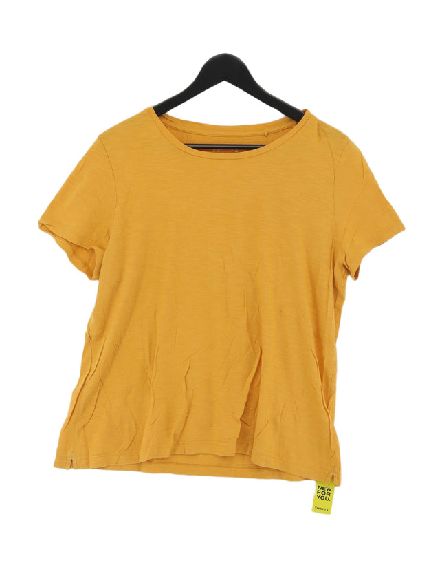 FatFace Women's T-Shirt UK 14 Yellow 100% Cotton