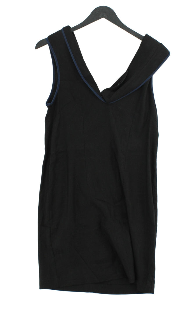 Finery Women's Midi Dress UK 8 Black Linen with Elastane, Polyester, Viscose
