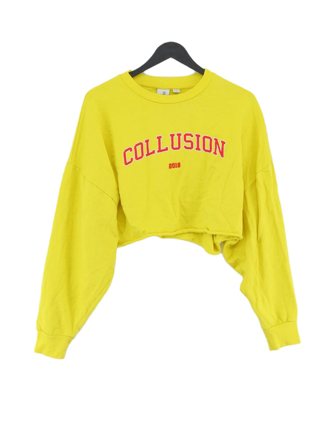 Collusion Women's Jumper UK 12 Yellow 100% Cotton