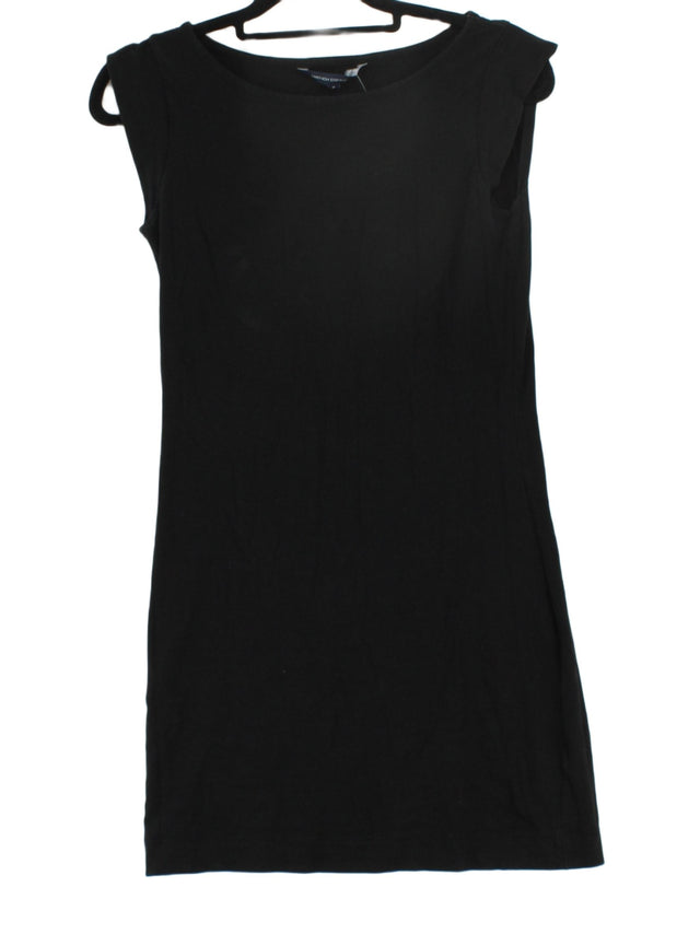 French Connection Women's Midi Dress UK 8 Black Cotton with Elastane