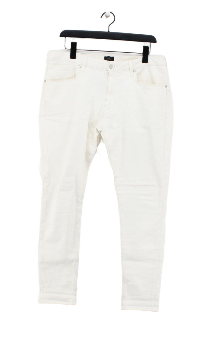 River Island Women's Jeans W 36 in Cream Cotton with Elastane