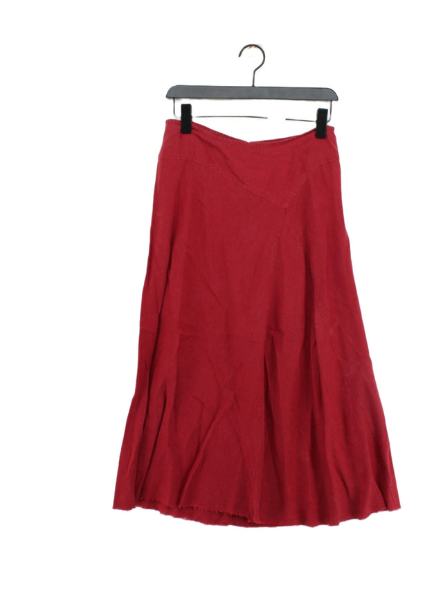 Jigsaw Women's Midi Skirt UK 10 Red 100% Linen