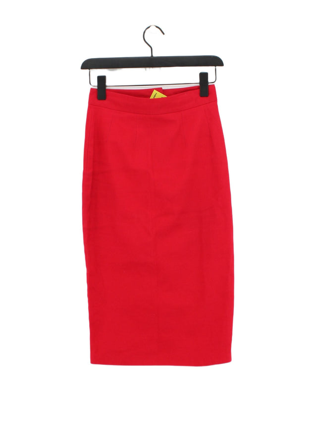 Collectif Women's Midi Skirt UK 8 Red Cotton with Elastane