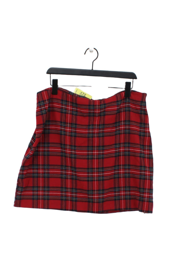 New Look Women's Midi Skirt UK 18 Red Polyester with Elastane, Viscose
