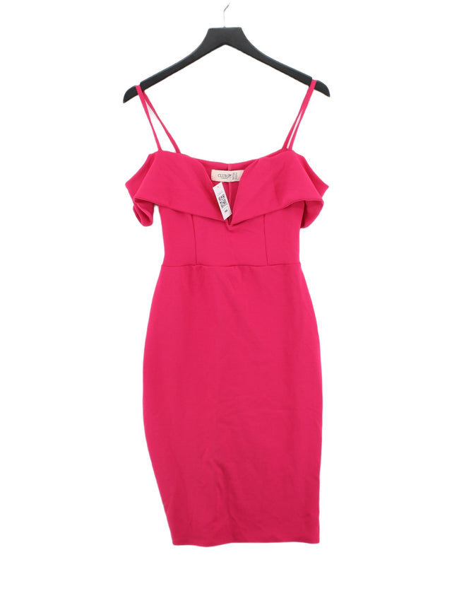 Club London Women's Midi Dress UK 14 Pink Polyester with Elastane
