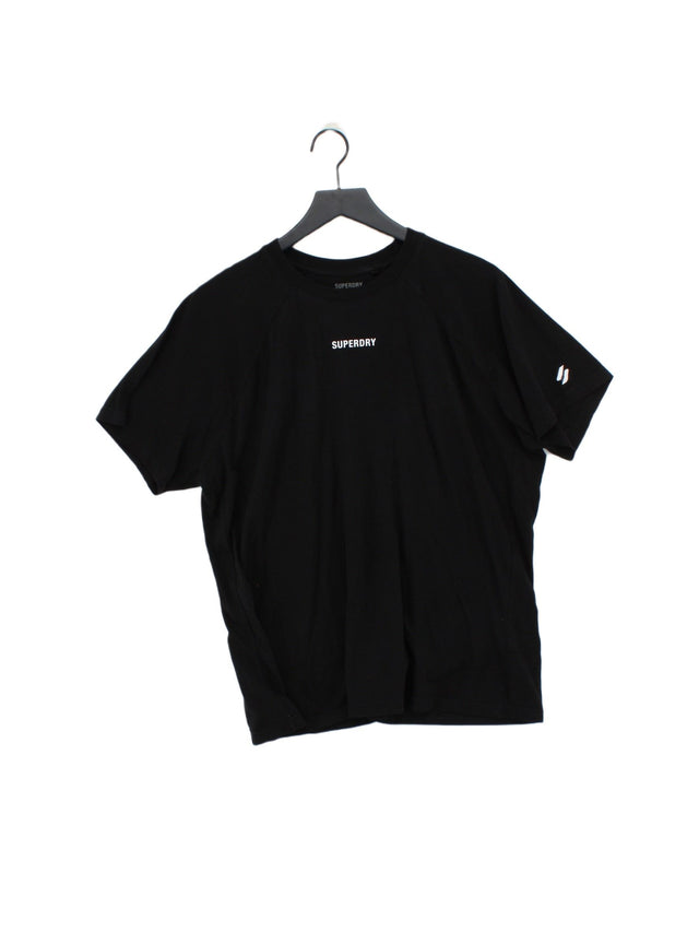 Superdry Women's T-Shirt UK 16 Black 100% Cotton