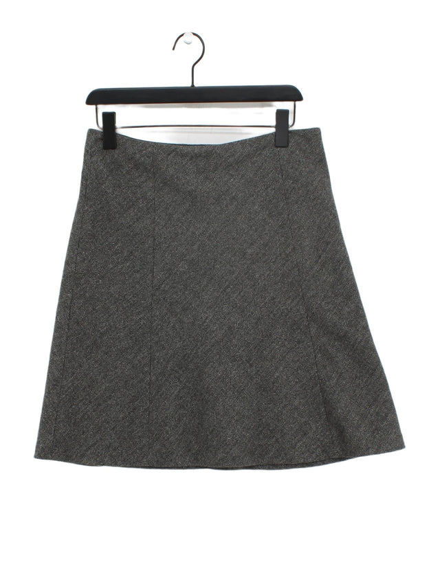 Eddie Bauer Women's Midi Skirt UK 8 Grey Wool with Nylon, Polyester