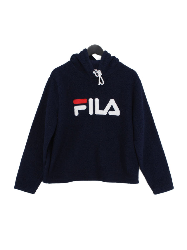 Fila Women's Hoodie L Blue Polyester with Cotton