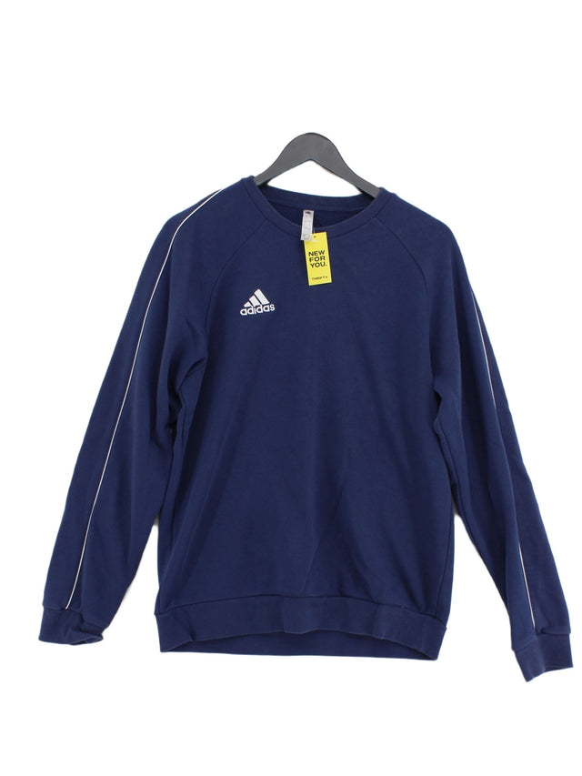 Adidas Men's Hoodie L Blue Cotton with Polyester