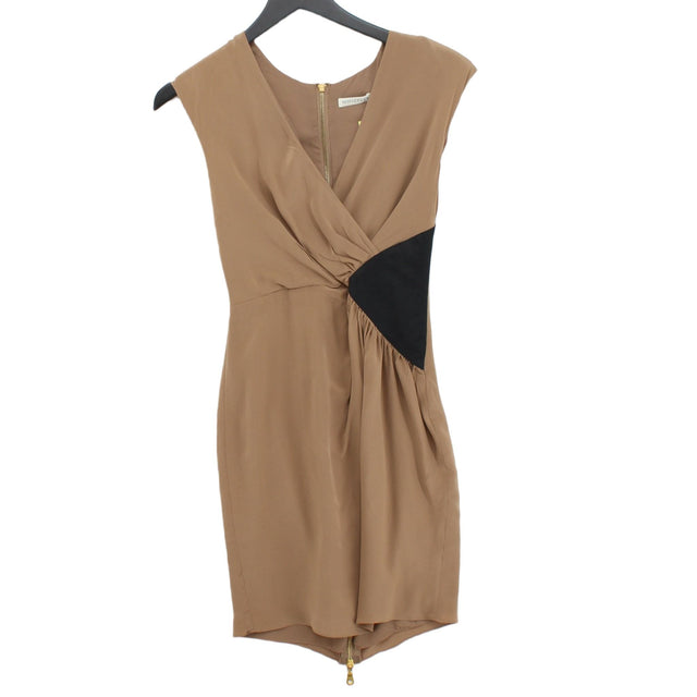 Whistles Women's Midi Dress UK 8 Brown Polyester with Silk