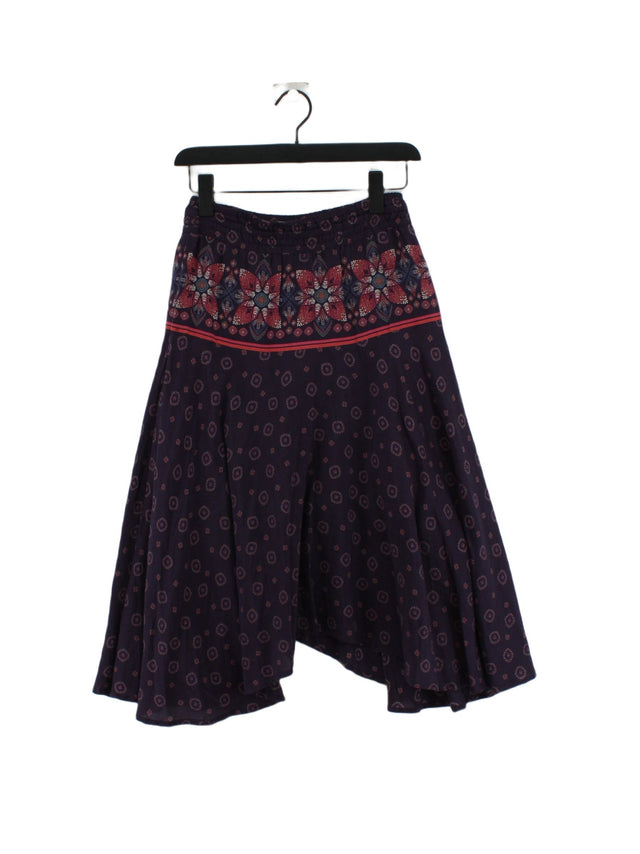 FatFace Women's Maxi Skirt UK 8 Purple Cotton with Silk