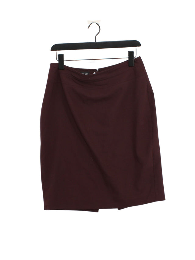 Hobbs Women's Midi Skirt UK 12 Brown Polyester with Elastane, Wool