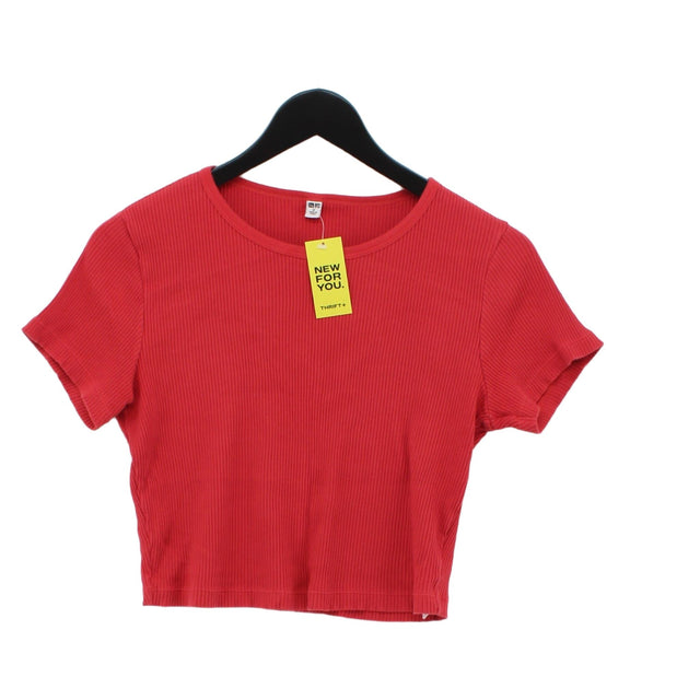 Uniqlo Women's Top M Red Cotton with Elastane