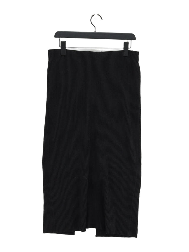 COS Women's Midi Skirt S Black Cotton with Elastane, Polyamide