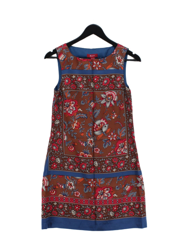 Monsoon Women's Midi Dress UK 8 Multi Silk with Cotton