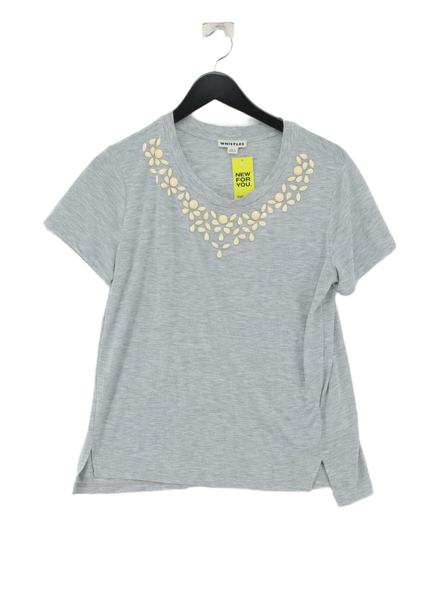Whistles Women's T-Shirt M Grey Polyester with Acrylic, Viscose