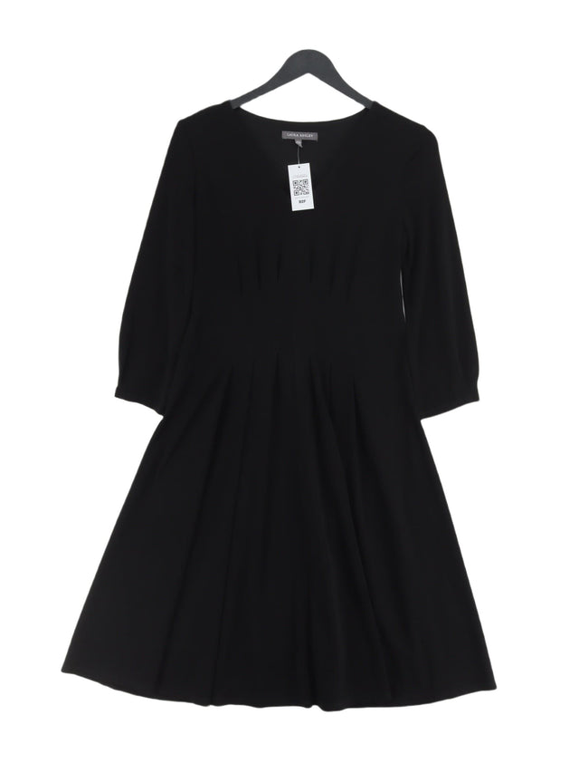 Laura Ashley Women's Midi Dress UK 8 Black Polyester with Elastane