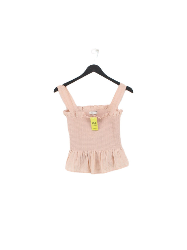 Topshop Women's Top UK 10 Pink Cotton with Elastane, Polyester