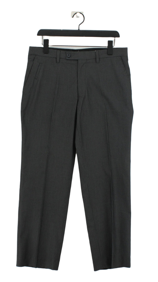 Next Men's Suit Trousers W 34 in Grey Polyester with Viscose