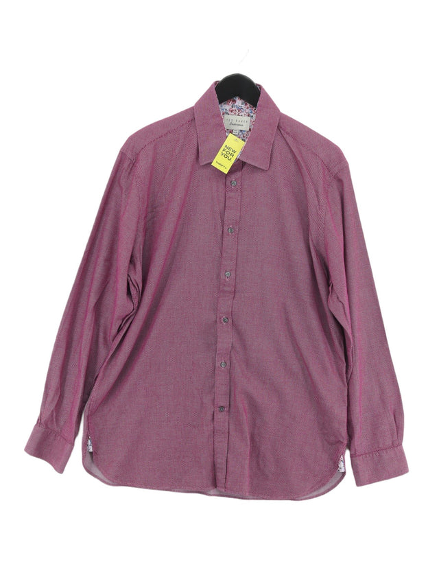 Ted Baker Men's Shirt Chest: 34 in Purple 100% Cotton