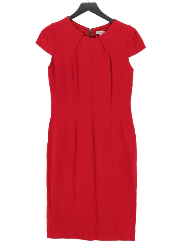 Austin Reed Women's Midi Dress UK 10 Red Viscose with Wool