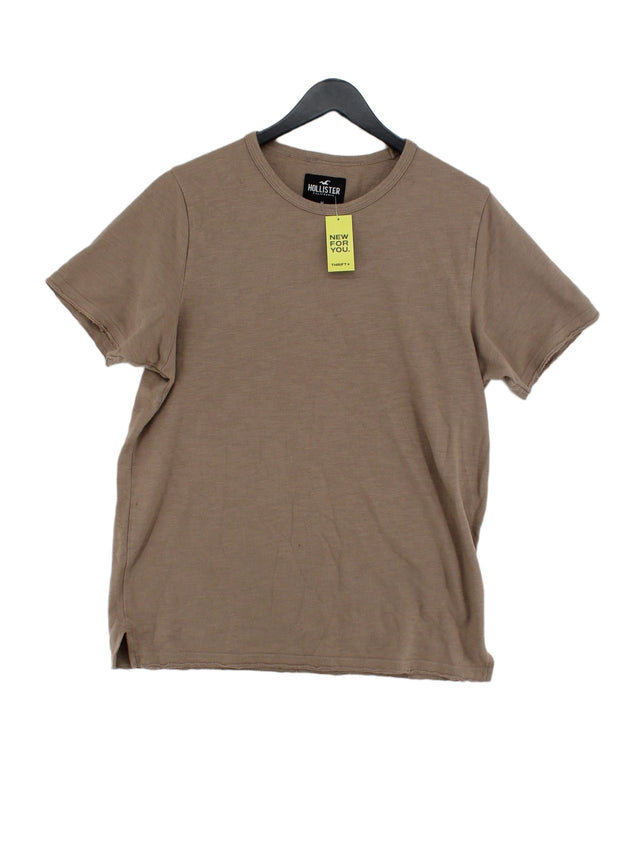 Hollister Men's T-Shirt M Tan Cotton with Polyester