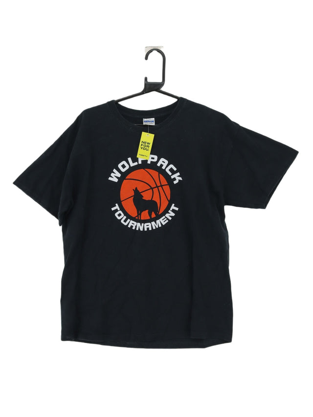 Vintage Gildan Men's T-Shirt L Black 100% Cotton