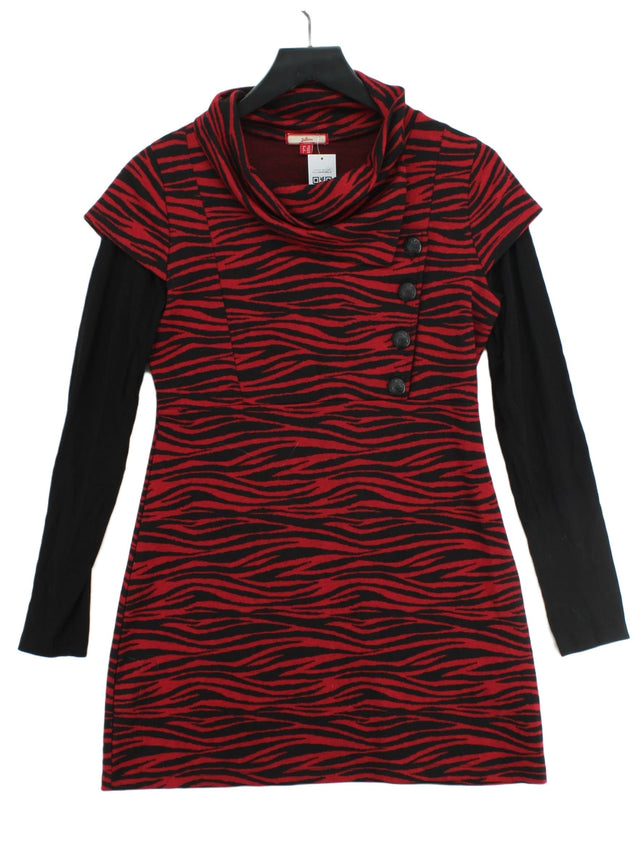 Joe Browns Women's Midi Dress UK 12 Red Polyester with Elastane, Viscose