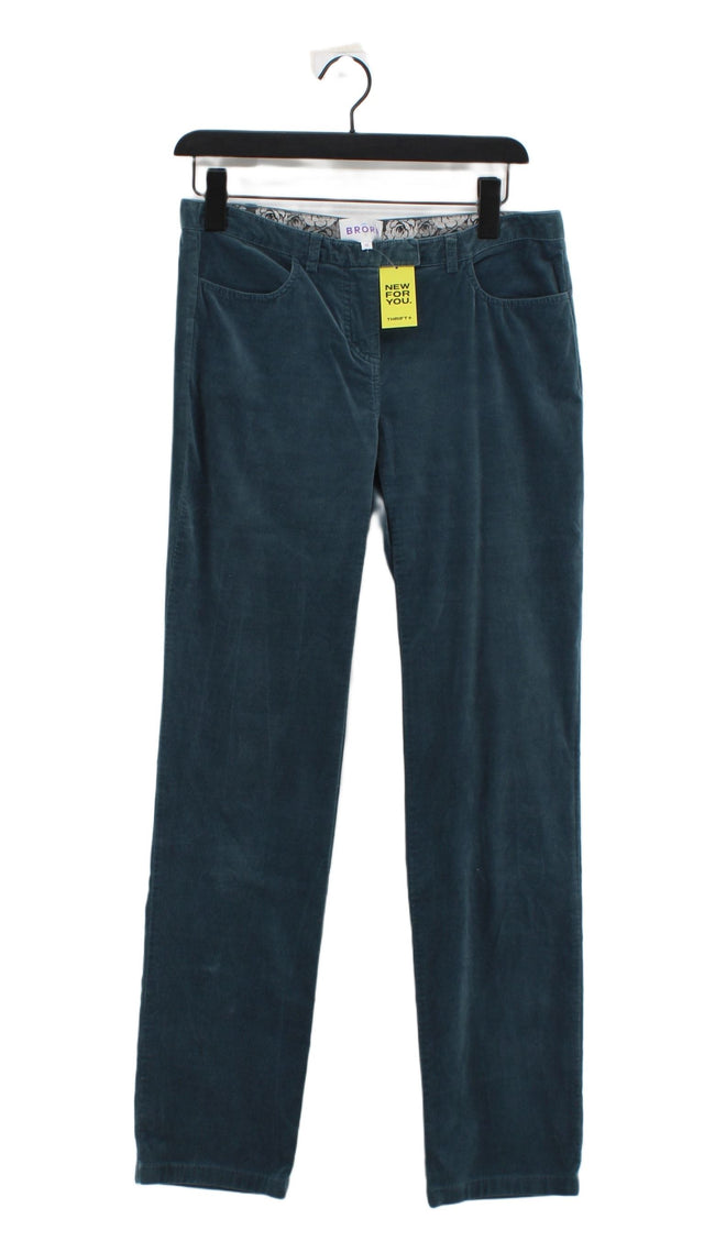Brora Women's Trousers UK 10 Blue Cotton with Elastane