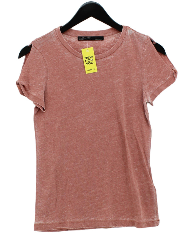 AllSaints Women's T-Shirt XS Pink Cotton with Polyester