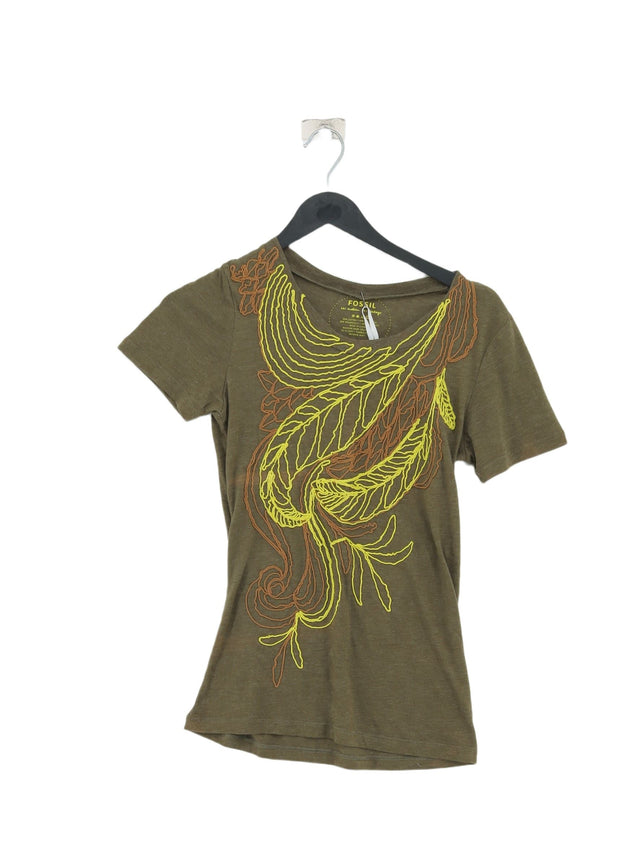 Fossil Women's T-Shirt XS Green Cotton with Polyester