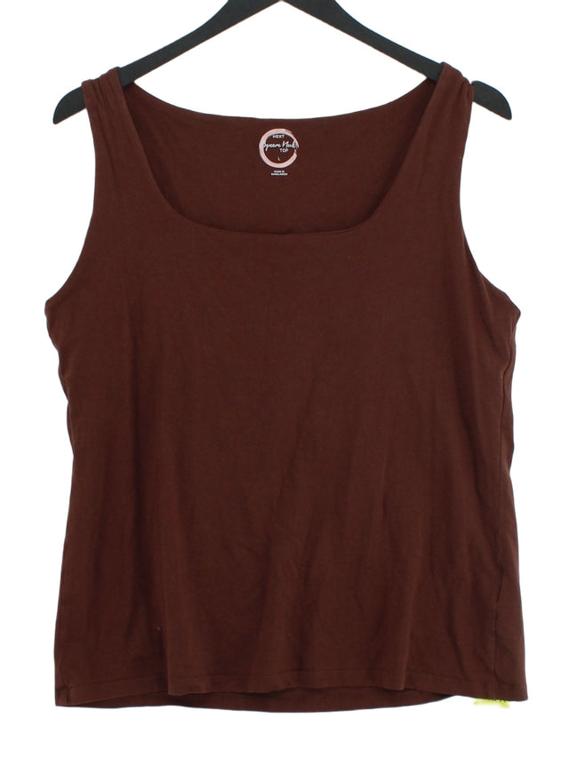 Next Women's T-Shirt L Brown Cotton with Elastane