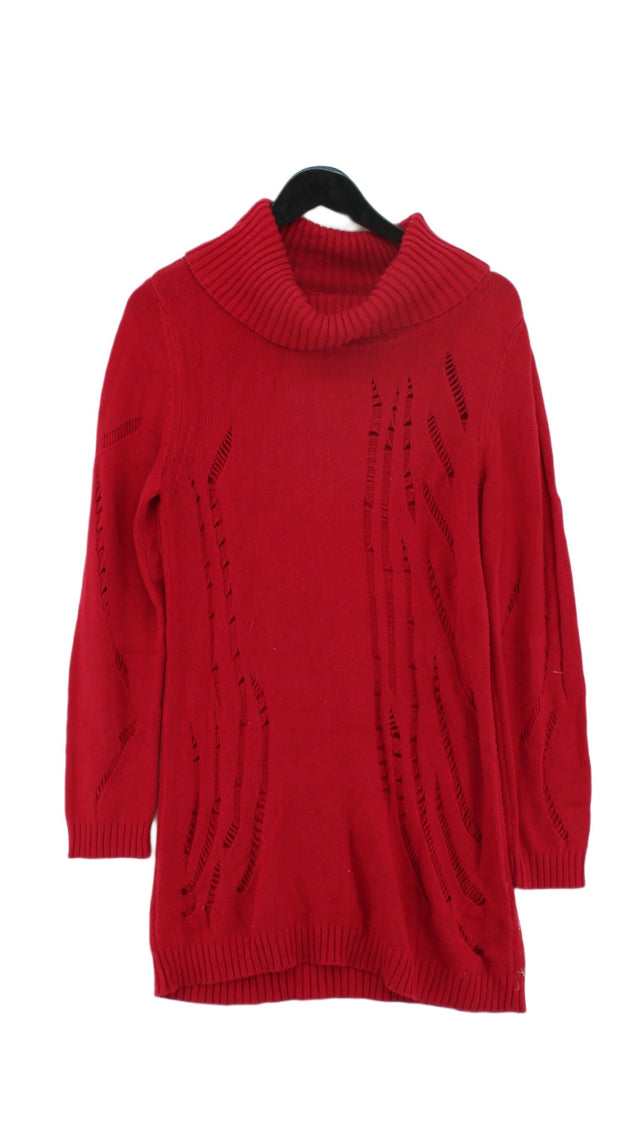 Olsen Women's Midi Dress UK 12 Red Cotton with Acrylic