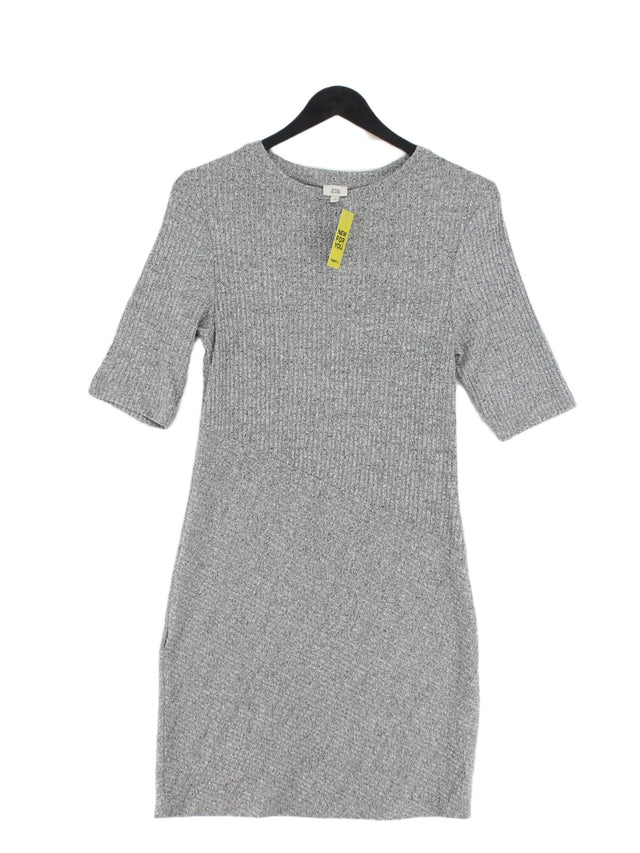River Island Women's Midi Dress UK 12 Grey Viscose with Elastane, Polyester