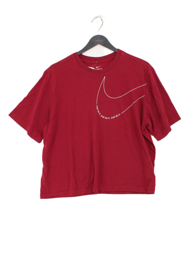 Nike Women's T-Shirt M Red Cotton with Polyester