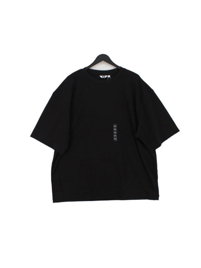 Uniqlo Men's T-Shirt XXL Black Cotton with Elastane, Polyester