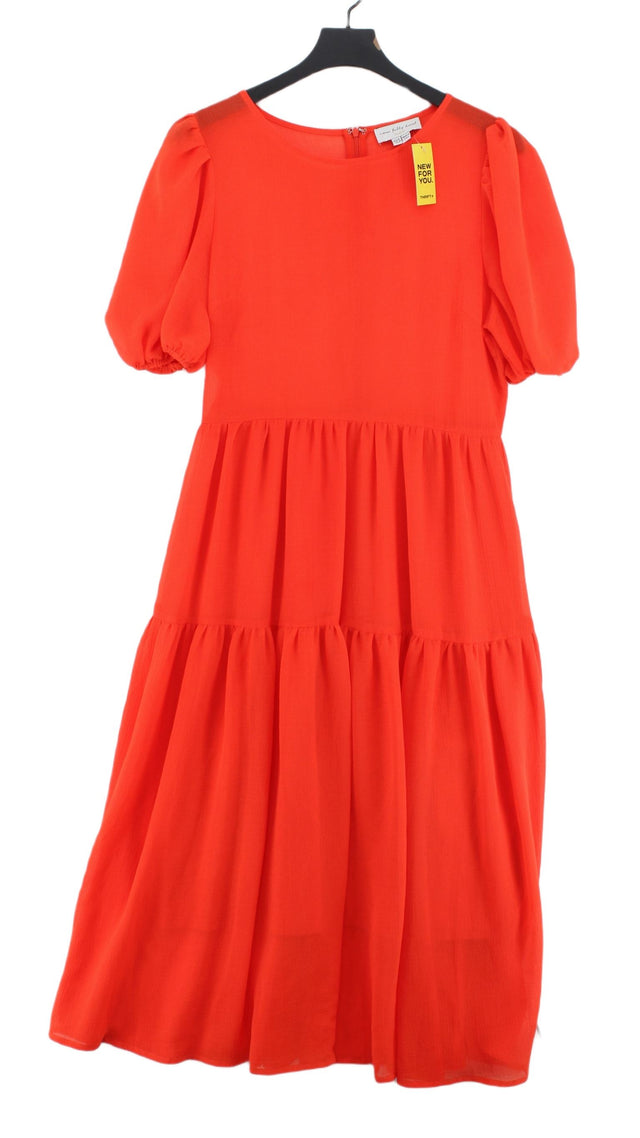 Never Fully Dressed Women's Midi Dress UK 10 Orange Polyester with Elastane