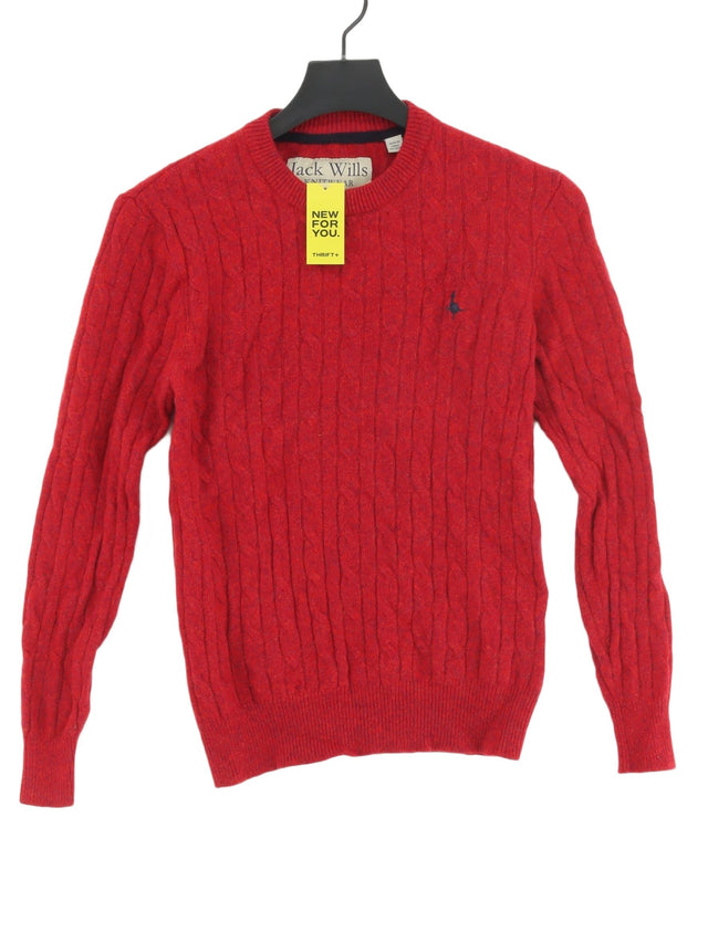 Jack Wills Men's Jumper S Red 100% Wool